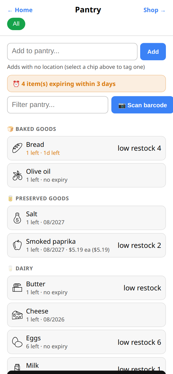 Pantry screen